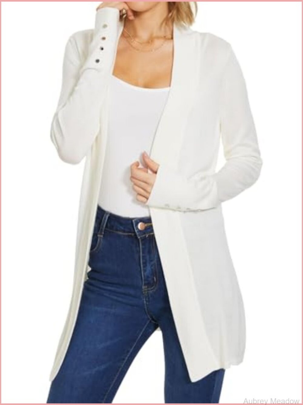 Lightweight Open Front Knit Cardigan with Pockets - Picture 4 of 7